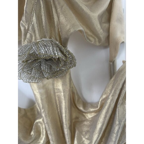 Jaded London Vida Maxi Dress Metallic Gold Cut-Out Halter Gown NWT Size US 4 - Picture 5 of 9